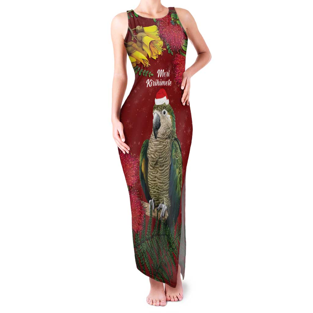 Kakapo Bird New Zealand Family Matching Tank Maxi Dress and Hawaiian Shirt Floral Christmas