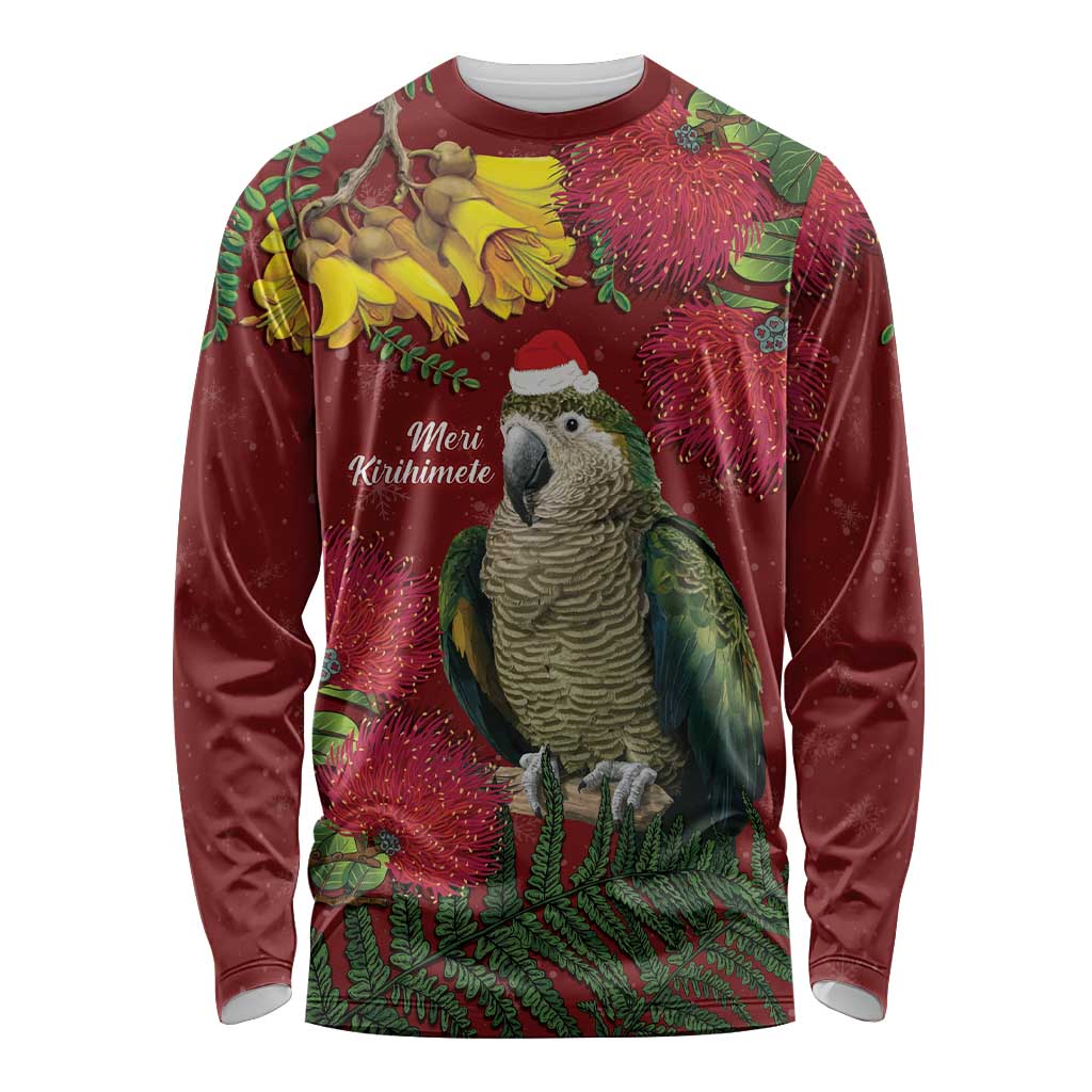 Kakapo Bird New Zealand Long Sleeve Shirt Floral Christmas