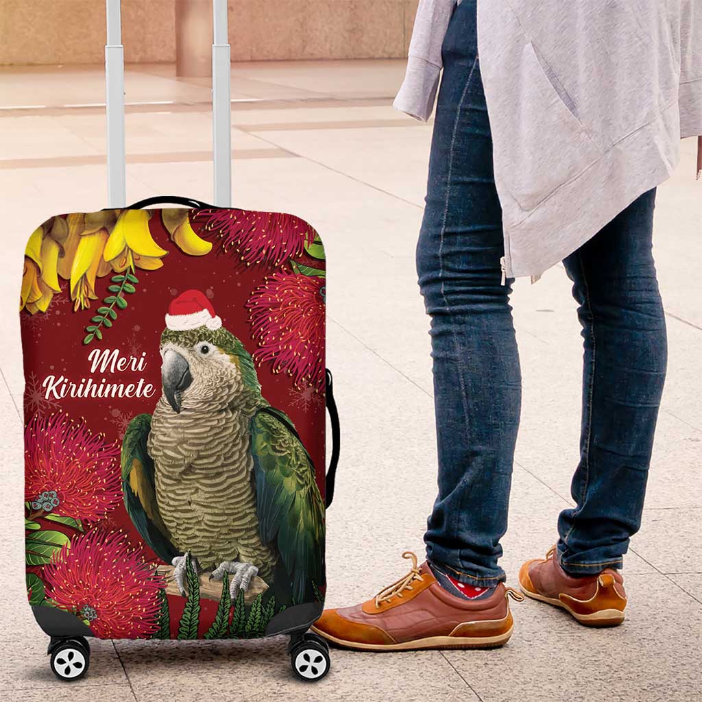 Kakapo Bird New Zealand Luggage Cover Floral Christmas