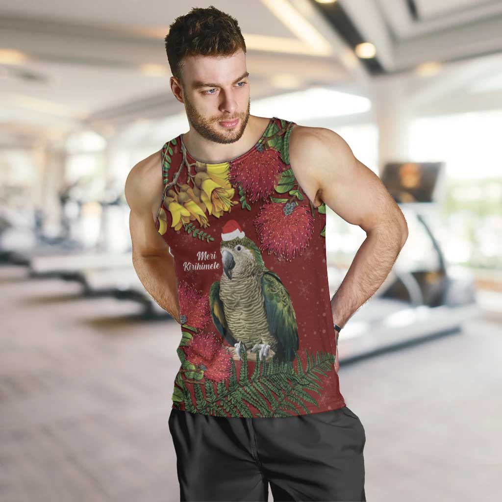 Kakapo Bird New Zealand Men Tank Top Floral Christmas