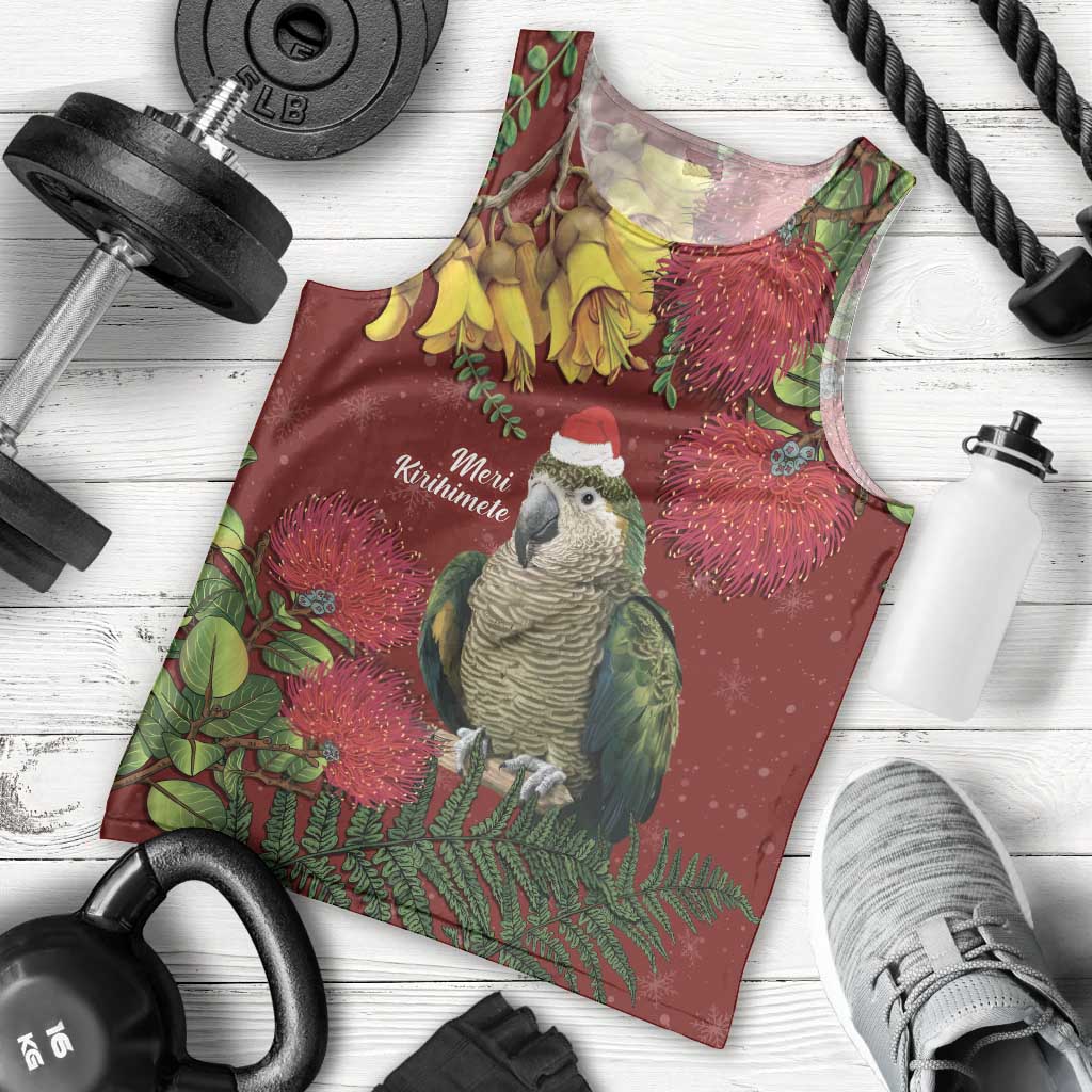 Kakapo Bird New Zealand Men Tank Top Floral Christmas