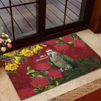 Kakapo Bird New Zealand Rubber Doormat Floral Christmas