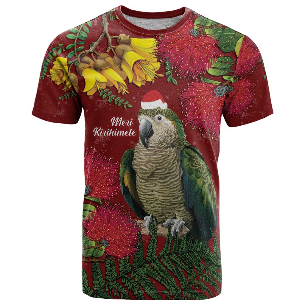 Kakapo Bird New Zealand T Shirt Floral Christmas