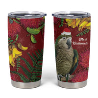 Kakapo Bird New Zealand Tumbler Cup Floral Christmas LT7 Red - Polynesian Pride