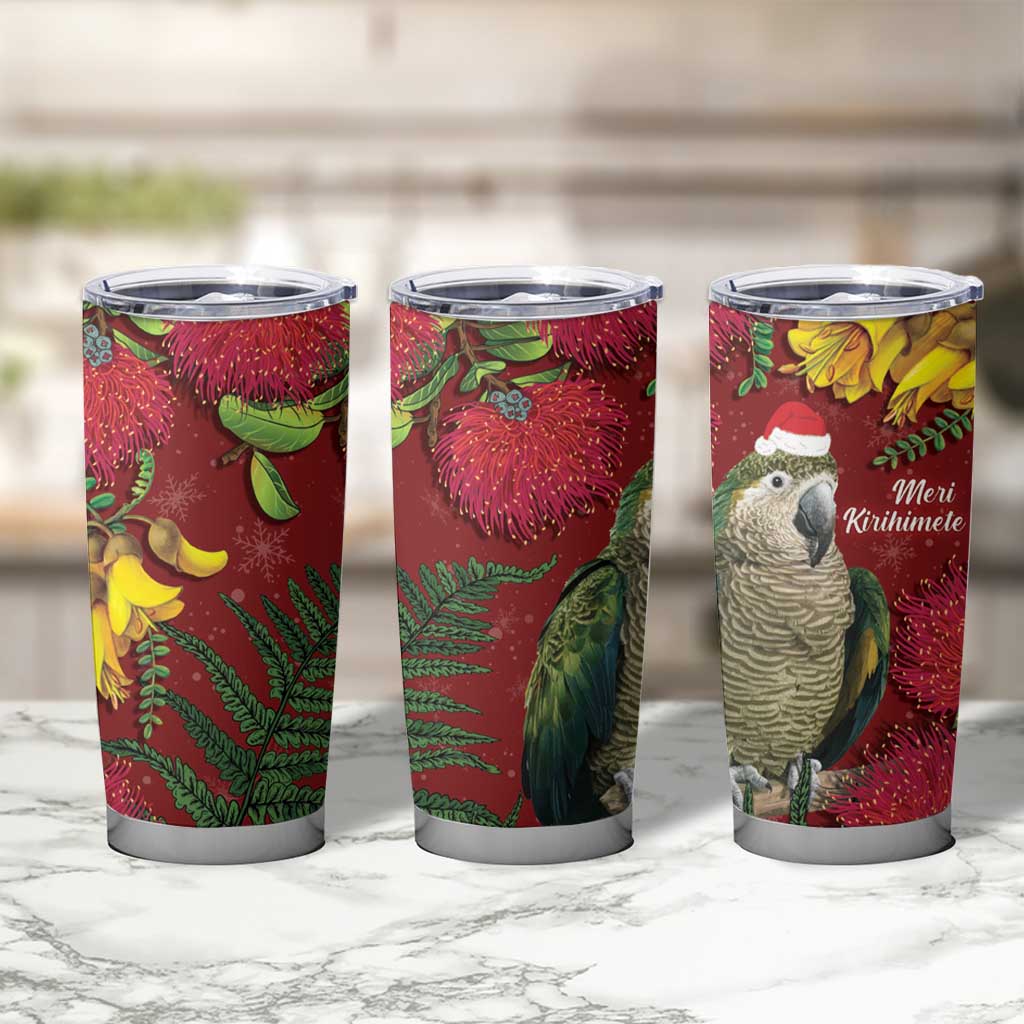 Kakapo Bird New Zealand Tumbler Cup Floral Christmas LT7 - Polynesian Pride