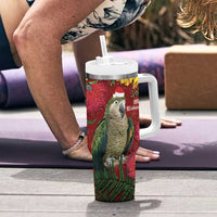 Kakapo Bird New Zealand Tumbler With Handle Floral Christmas