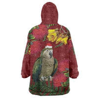 Kakapo Bird New Zealand Wearable Blanket Hoodie Floral Christmas