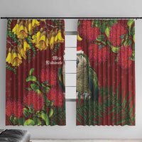 Kakapo Bird New Zealand Window Curtain Floral Christmas