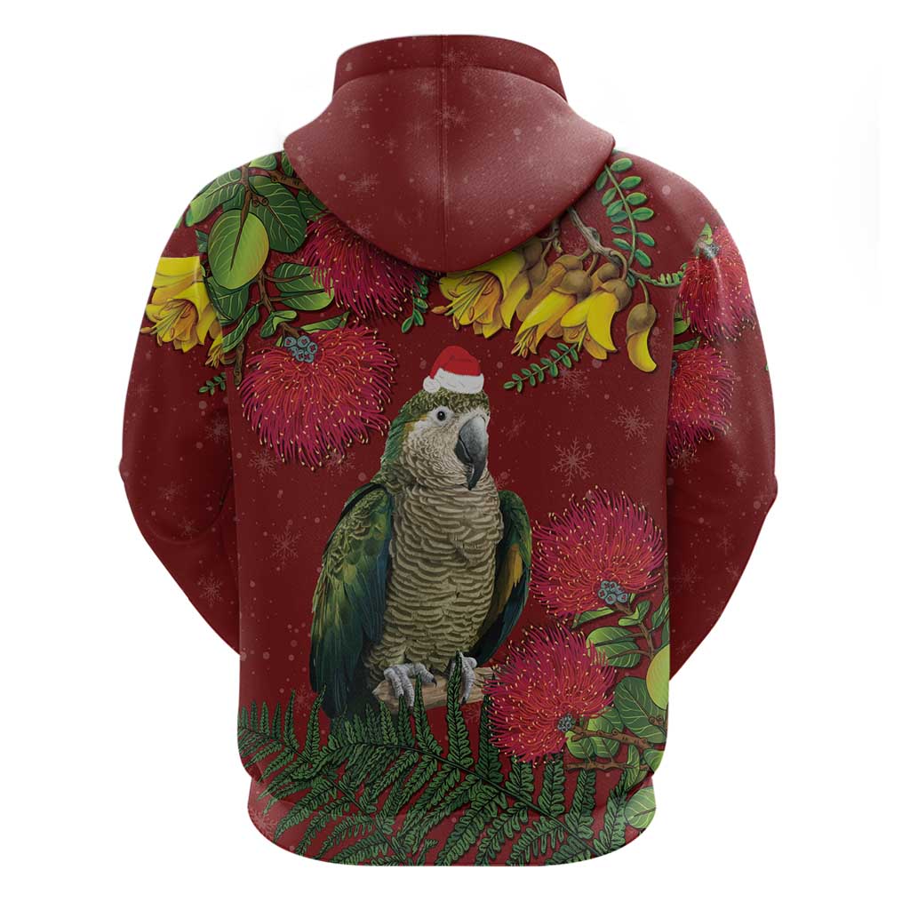 Kakapo Bird New Zealand Zip Hoodie Floral Christmas