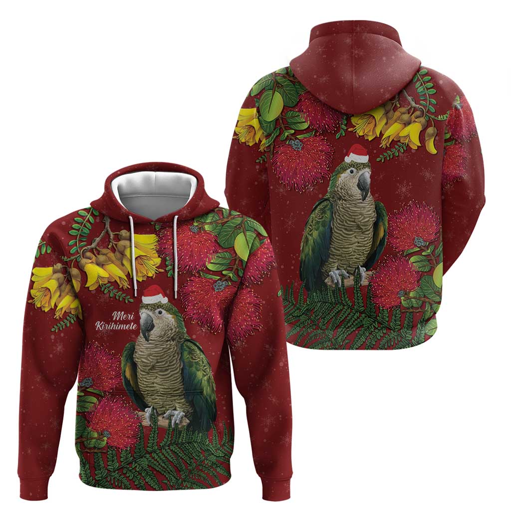 Kakapo Bird New Zealand Zip Hoodie Floral Christmas