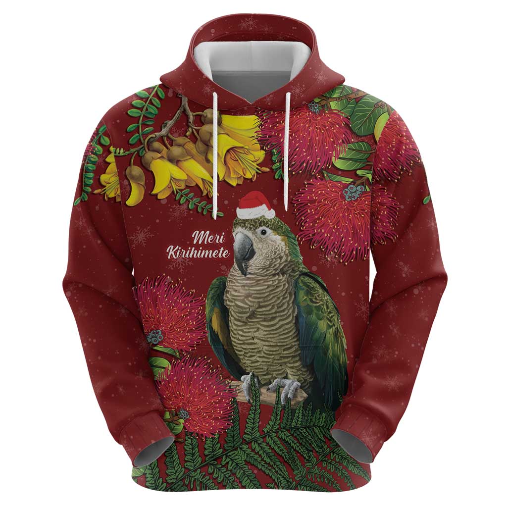 Kakapo Bird New Zealand Zip Hoodie Floral Christmas