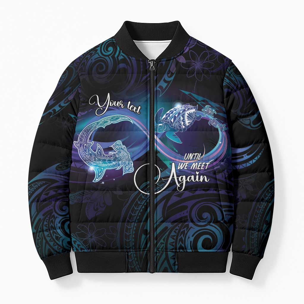 Polynesian Personalized Memorial Bomber Puffer Jacket Oceanic Infinity Symbol - Until We Meet Again LT7 Unisex Black - Polynesian Pride