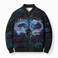Polynesian Personalized Memorial Bomber Puffer Jacket Oceanic Infinity Symbol - Until We Meet Again LT7 Unisex Black - Polynesian Pride