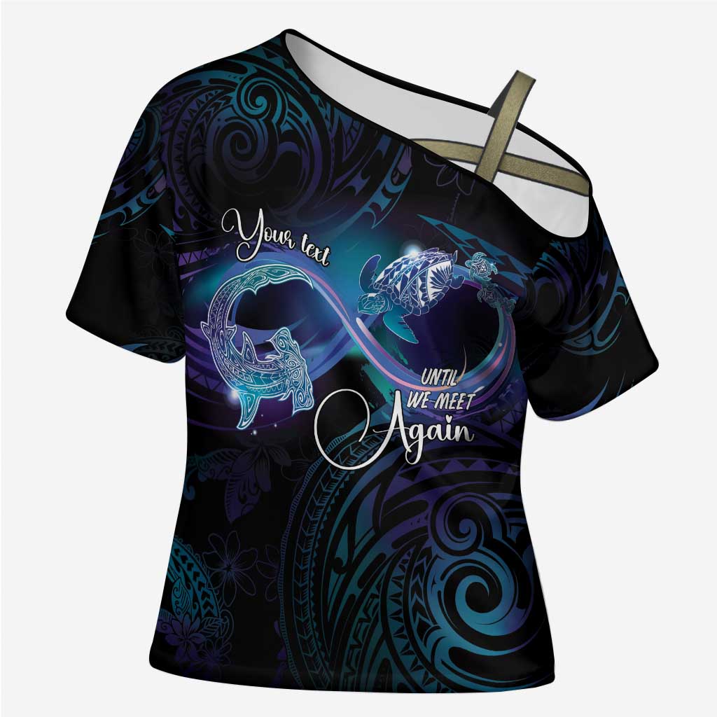 Polynesian Personalized Memorial Cross Shoulder Shirt Oceanic Infinity Symbol - Until We Meet Again LT7 Female Black - Polynesian Pride