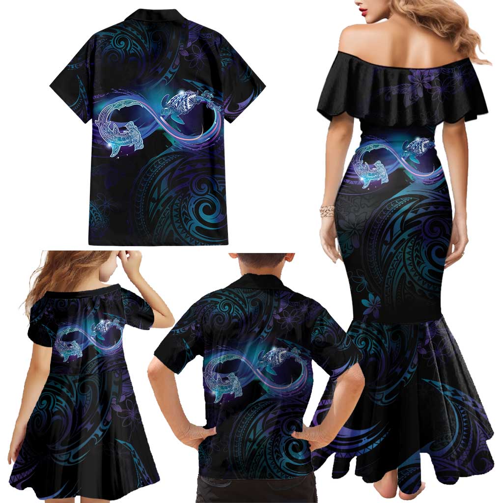 Polynesian Personalized Memorial Family Matching Mermaid Dress and Hawaiian Shirt Oceanic Infinity Symbol - Until We Meet Again - Polynesian Pride