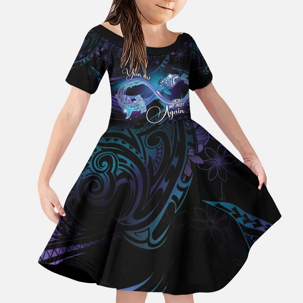 Polynesian Personalized Memorial Family Matching Puletasi and Hawaiian Shirt Oceanic Infinity Symbol - Until We Meet Again LT7 Daughter's Dress Black - Polynesian Pride