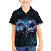 Polynesian Personalized Memorial Family Matching Puletasi and Hawaiian Shirt Oceanic Infinity Symbol - Until We Meet Again LT7 Son's Shirt Black - Polynesian Pride