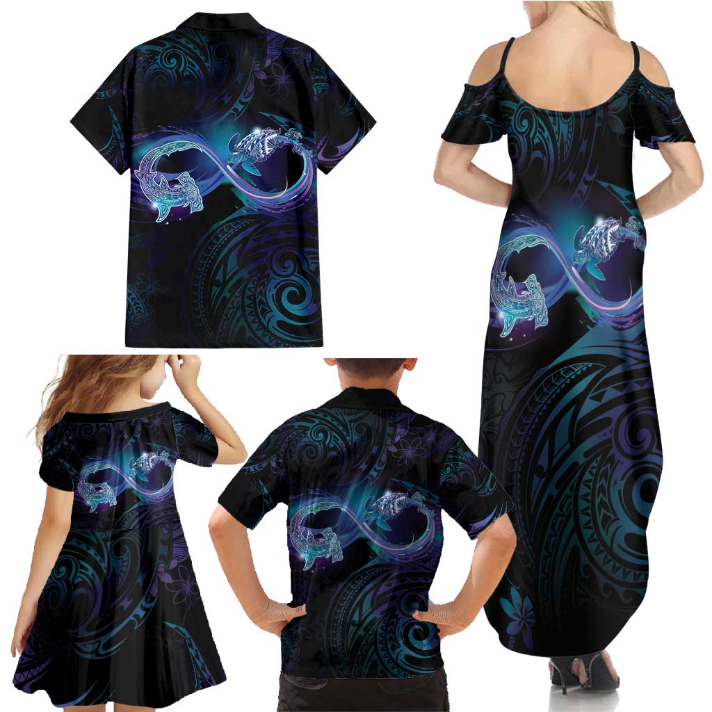 Polynesian Personalized Memorial Family Matching Summer Maxi Dress and Hawaiian Shirt Oceanic Infinity Symbol - Until We Meet Again - Polynesian Pride