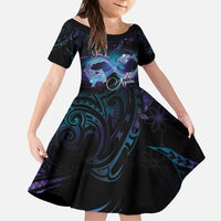 Polynesian Personalized Memorial Kid Short Sleeve Dress Oceanic Infinity Symbol - Until We Meet Again - Polynesian Pride