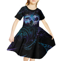 Polynesian Personalized Memorial Kid Short Sleeve Dress Oceanic Infinity Symbol - Until We Meet Again - Polynesian Pride
