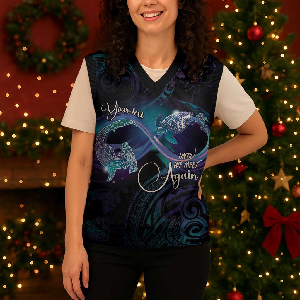 Polynesian Personalized Memorial Christmas Knitted V-Neck Vest Oceanic Infinity Symbol - Until We Meet Again LT7 - Polynesian Pride