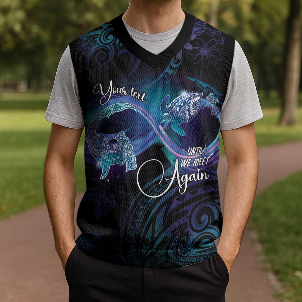 Polynesian Personalized Memorial Christmas Knitted V-Neck Vest Oceanic Infinity Symbol - Until We Meet Again LT7 - Polynesian Pride