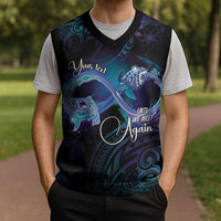 Polynesian Personalized Memorial Christmas Knitted V-Neck Vest Oceanic Infinity Symbol - Until We Meet Again LT7 - Polynesian Pride
