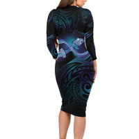 Polynesian Personalized Memorial Long Sleeve Bodycon Dress Oceanic Infinity Symbol - Until We Meet Again - Polynesian Pride