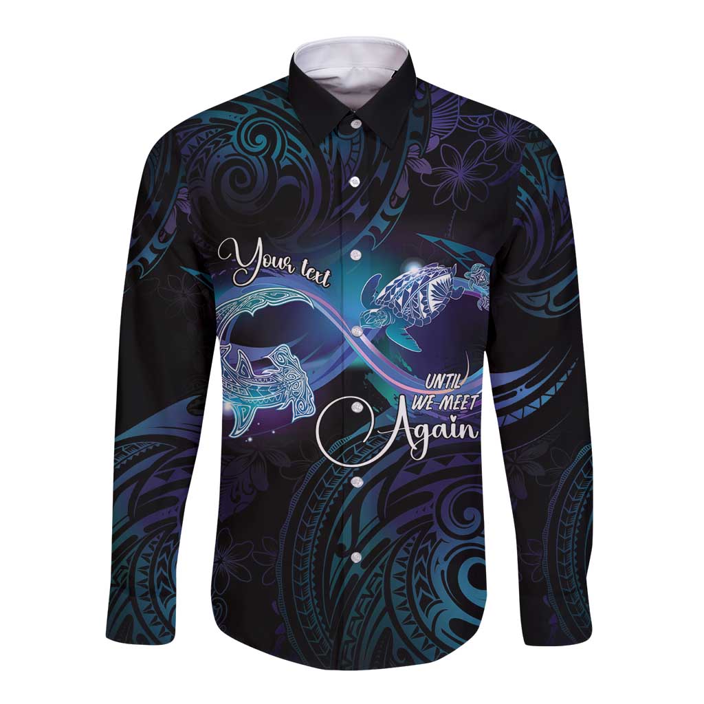 Polynesian Personalized Memorial Long Sleeve Button Shirt Oceanic Infinity Symbol - Until We Meet Again LT7 Unisex Black - Polynesian Pride