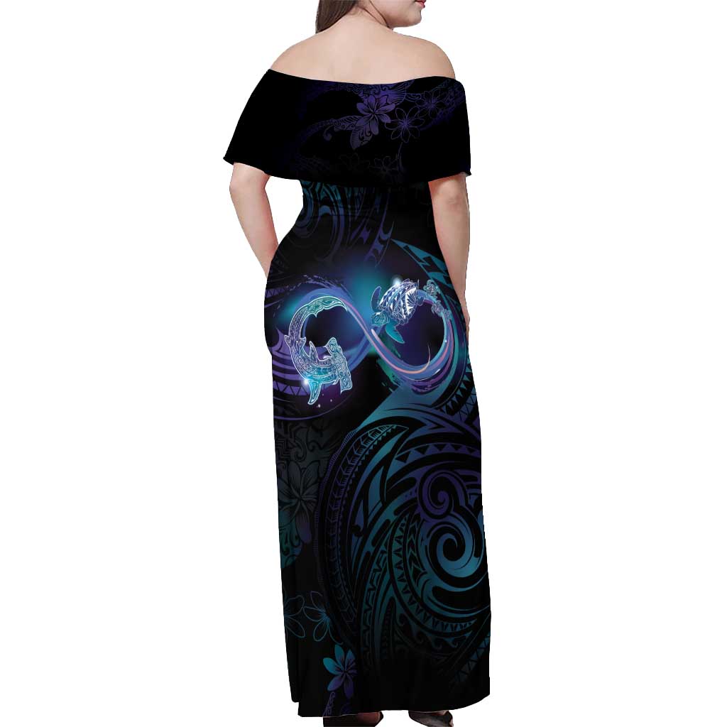 Polynesian Personalized Memorial Off Shoulder Maxi Dress Oceanic Infinity Symbol - Until We Meet Again - Polynesian Pride