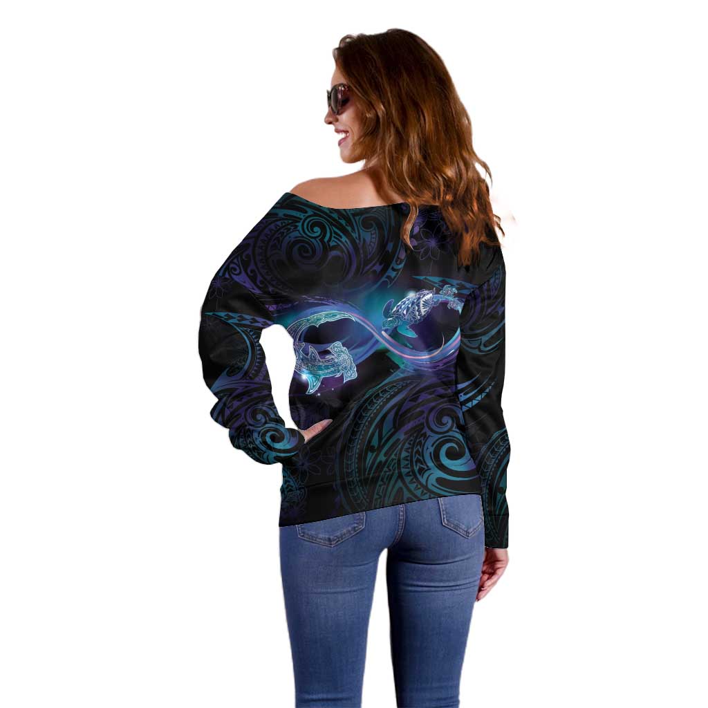 Polynesian Personalized Memorial Off Shoulder Sweater Oceanic Infinity Symbol - Until We Meet Again - Polynesian Pride