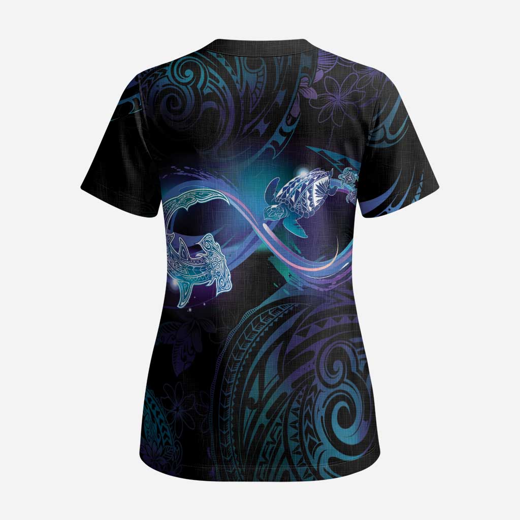 Polynesian Personalized Memorial Scrub Top Oceanic Infinity Symbol - Until We Meet Again - Polynesian Pride