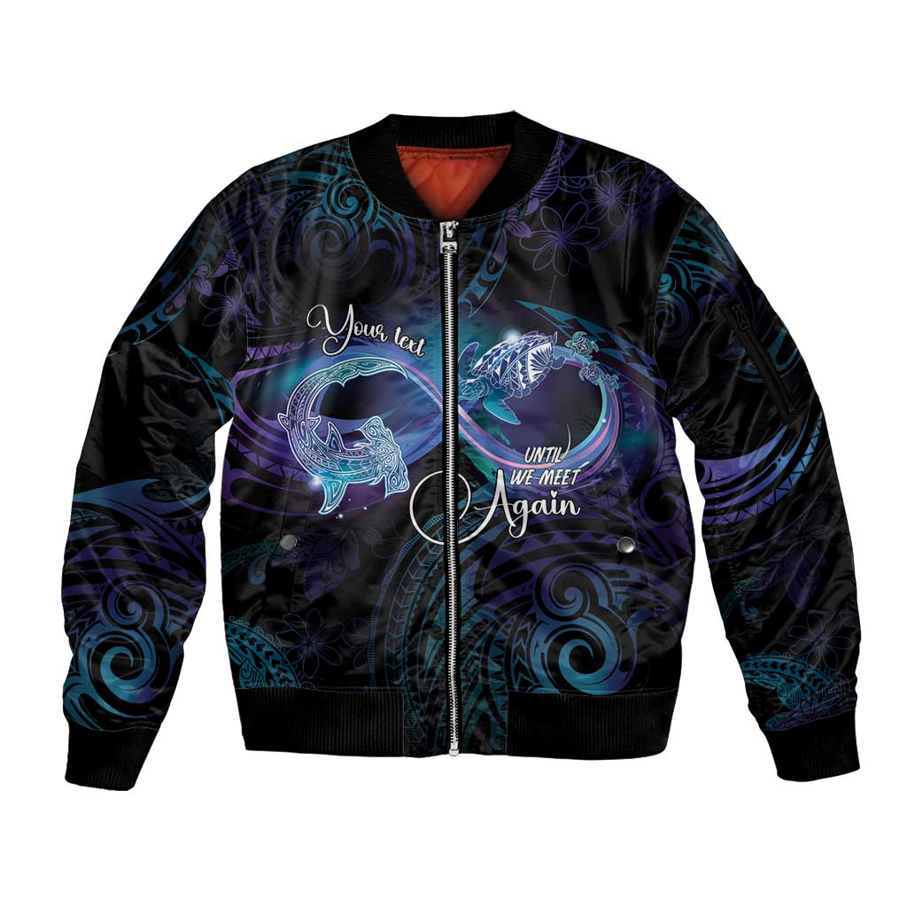 Polynesian Personalized Memorial Sleeve Zip Bomber Jacket Oceanic Infinity Symbol - Until We Meet Again LT7 Unisex Black - Polynesian Pride