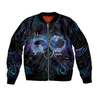 Polynesian Personalized Memorial Sleeve Zip Bomber Jacket Oceanic Infinity Symbol - Until We Meet Again LT7 Unisex Black - Polynesian Pride