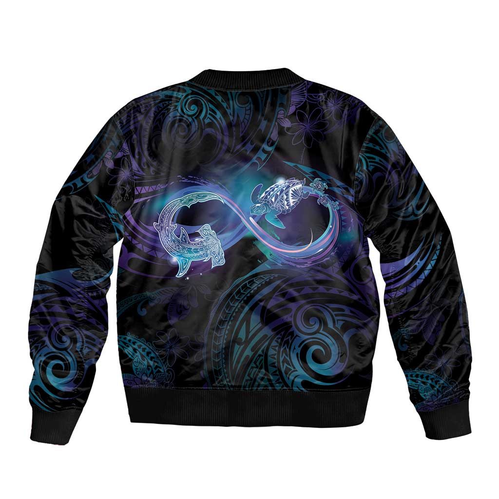 Polynesian Personalized Memorial Sleeve Zip Bomber Jacket Oceanic Infinity Symbol - Until We Meet Again LT7 - Polynesian Pride