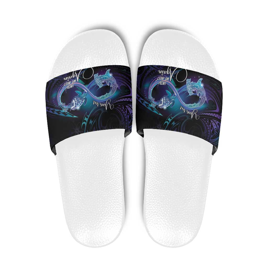Polynesian Personalized Memorial Slide Sandals Oceanic Infinity Symbol - Until We Meet Again - Polynesian Pride