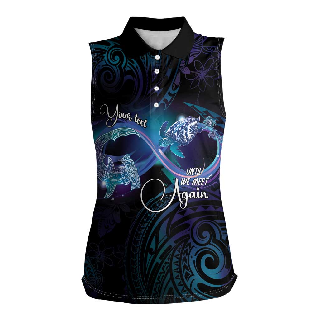 Polynesian Personalized Memorial Women Sleeveless Polo Shirt Oceanic Infinity Symbol - Until We Meet Again LT7 Female Black - Polynesian Pride
