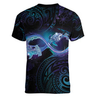 Polynesian Personalized Memorial Women V-Neck T-Shirt Oceanic Infinity Symbol - Until We Meet Again - Polynesian Pride