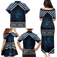 New Zealand Matariki Family Matching Puletasi and Hawaiian Shirt Galaxy Styled Taniko