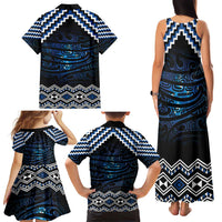 New Zealand Matariki Family Matching Tank Maxi Dress and Hawaiian Shirt Galaxy Styled Taniko
