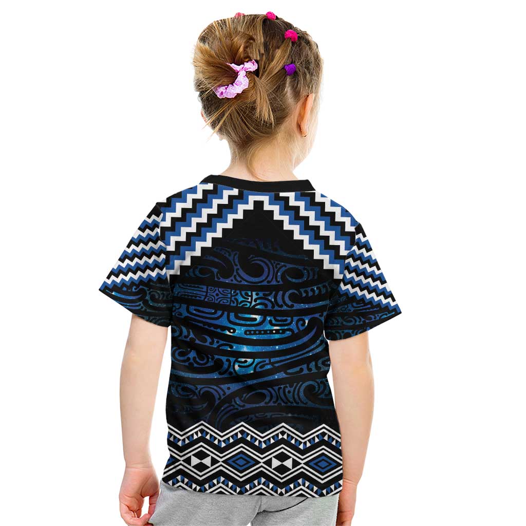 New Zealand Matariki Kid T Shirt Galaxy Styled Taniko