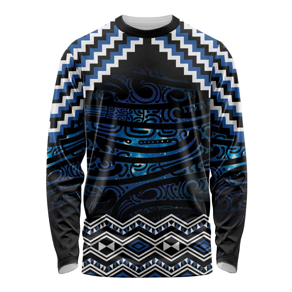 New Zealand Matariki Long Sleeve Shirt Galaxy Styled Taniko