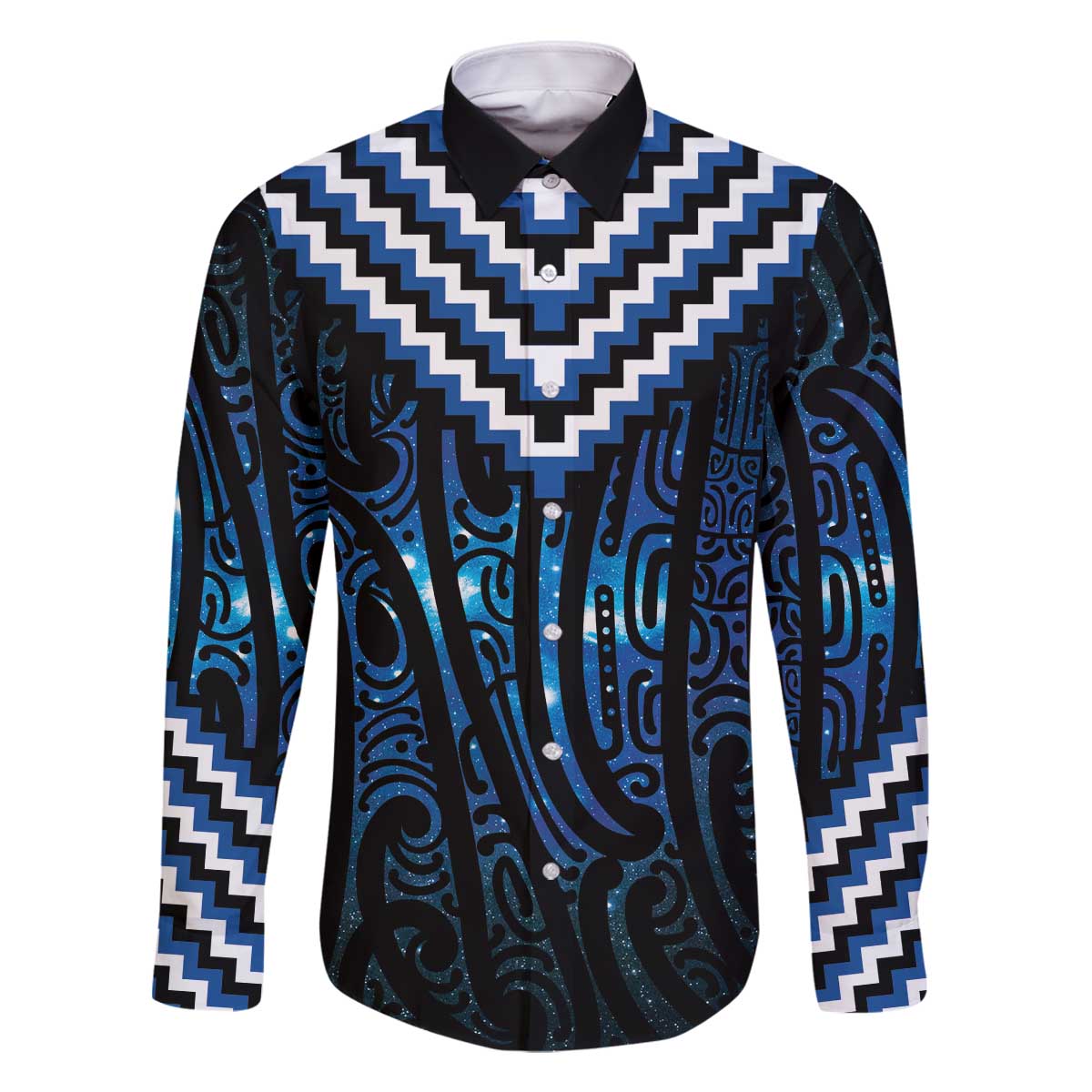 New Zealand Matariki Family Matching Off The Shoulder Long Sleeve Dress and Hawaiian Shirt Galaxy Poutama Motifs