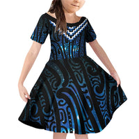New Zealand Matariki Family Matching Off Shoulder Short Dress and Hawaiian Shirt Galaxy Poutama Motifs