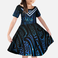 New Zealand Matariki Family Matching Short Sleeve Bodycon Dress and Hawaiian Shirt Galaxy Poutama Motifs