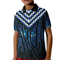New Zealand Matariki Kid Polo Shirt Galaxy Poutama Motifs