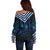 New Zealand Matariki Off Shoulder Sweater Galaxy Poutama Motifs