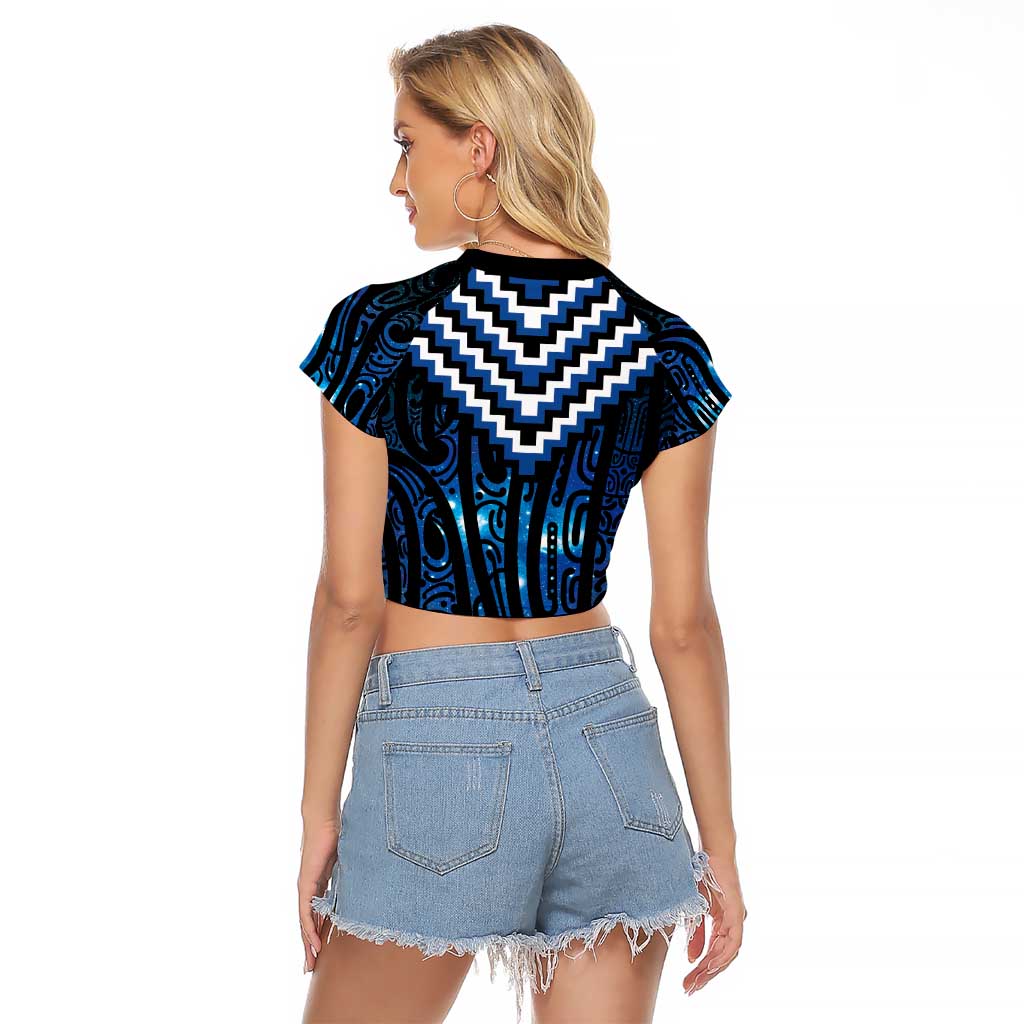 New Zealand Matariki Raglan Cropped T Shirt Galaxy Poutama Motifs