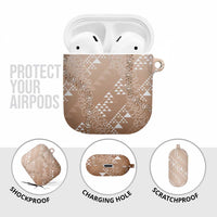 Hawaii Beige Kapa AirPods Case Vintage 'Ohe Kāpala Motifs Mix Plumeria Leis LT7 - Polynesian Pride