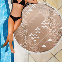 Hawaii Beige Kapa Beach Blanket Vintage 'Ohe Kāpala Motifs Mix Plumeria Leis LT7 - Polynesian Pride
